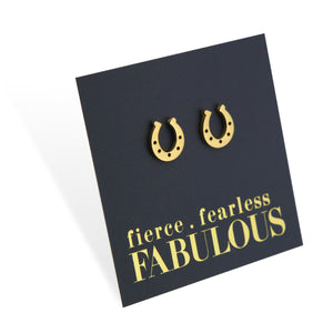 Stainless Steel Earring Studs - Fierce Fearless Fabulous - HORSESHOE