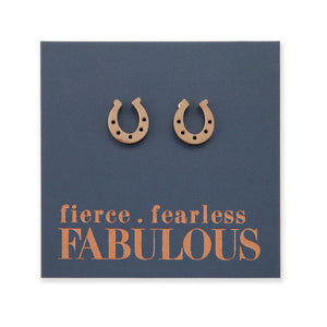 Stainless Steel Earring Studs - Fierce Fearless Fabulous - HORSESHOE