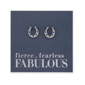 Stainless Steel Earring Studs - Fierce Fearless Fabulous - HORSESHOE
