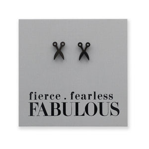 Stainless Steel Earring Studs - Fierce Fearless Fabulous - SCISSORS