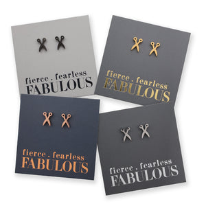Stainless Steel Earring Studs - Fierce Fearless Fabulous - SCISSORS