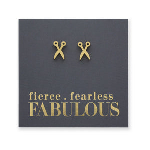 Stainless Steel Earring Studs - Fierce Fearless Fabulous - SCISSORS