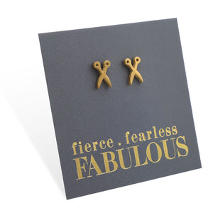 Stainless Steel Earring Studs - Fierce Fearless Fabulous - SCISSORS