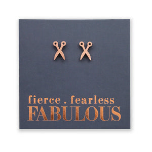 Stainless Steel Earring Studs - Fierce Fearless Fabulous - SCISSORS