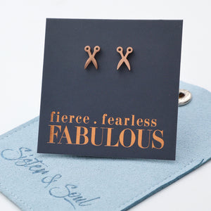 Stainless Steel Earring Studs - Fierce Fearless Fabulous - SCISSORS