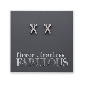 Stainless Steel Earring Studs - Fierce Fearless Fabulous - SCISSORS