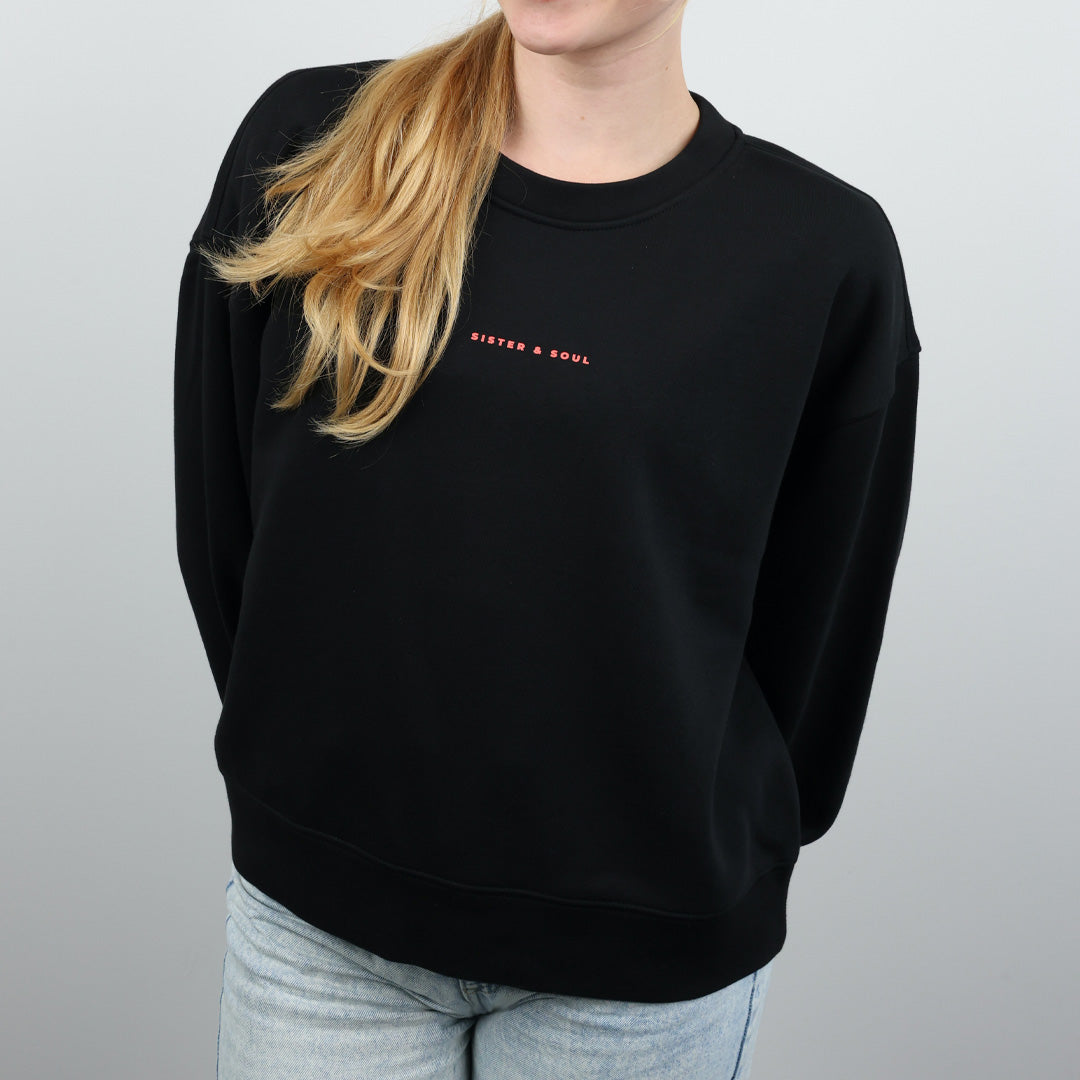 FIERCE FEARLESS FABULOUS - Relaxed Crop Crew Neck Jumper - Black