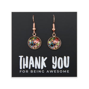 Heart & Soul Collection - Thank You For Being Awesome - Rose Gold Dangle Earrings - Flora (9512-F)