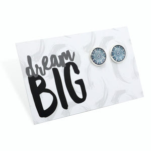 Dream Big - Bright Silver 12mm Circle Studs - Floral Ice (8601)
