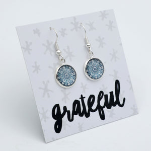 Heart & Soul Collection - Grateful - Bright Silver Dangle Earrings - Floral Ice (11515)