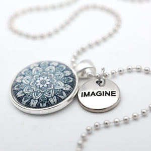 Heart & Soul Collection - Bright Silver ' IMAGINE ' Necklace - Floral Ice (10564)