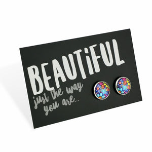 Heart & Soul Collection - Beautiful Just The Way You Are - Silver 12mm Circle Studs - Forever Young (12052)
