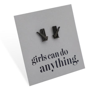 Stainless Steel Earring Studs - Girls Can Do Anything - CRICKET