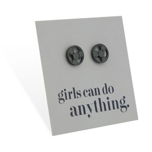 Stainless Steel Earring Studs - Girls Can Do Anything - SOCCER BALLS