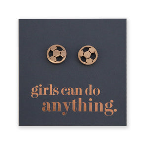 Stainless Steel Earring Studs - Girls Can Do Anything - SOCCER BALLS