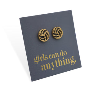 Stainless Steel Earring Studs - Girls Can Do Anything - VOLLEYBALLS