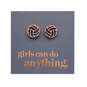 Stainless Steel Earring Studs - Girls Can Do Anything - VOLLEYBALLS
