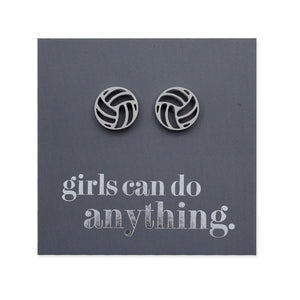 Stainless Steel Earring Studs - Girls Can Do Anything - VOLLEYBALLS
