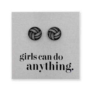 Stainless Steel Earring Studs - Girls Can Do Anything - VOLLEYBALLS