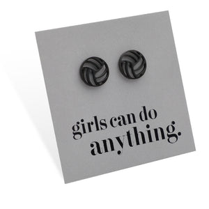 Stainless Steel Earring Studs - Girls Can Do Anything - VOLLEYBALLS