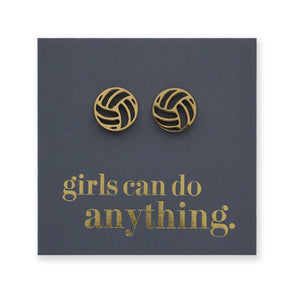 Stainless Steel Earring Studs - Girls Can Do Anything - VOLLEYBALLS