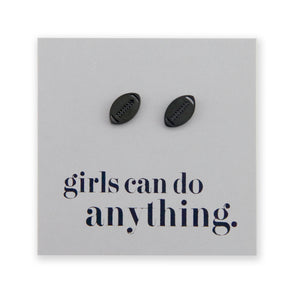 Stainless Steel Earring Studs - Girls Can Do Anything - FOOTBALL / RUGBY
