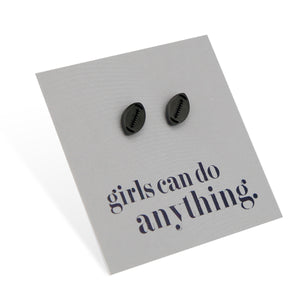 Stainless Steel Earring Studs - Girls Can Do Anything - FOOTBALL / RUGBY