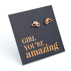 Stainless Steel Earring Studs - Girl You're Amazing - YEEHAW Cowgirl Hat