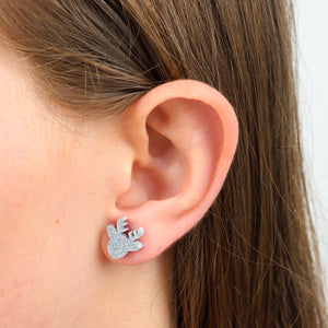 Sparkle Acrylic Studs - Wishing You Joy - Silver Glitter Reindeer (10364)