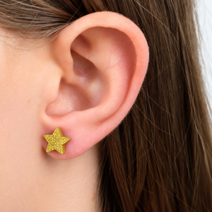 Shine Baby Shine Acrylic Star Stud Earrings - Gold Glitter