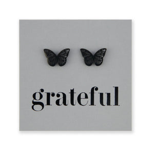 Stainless Steel Earring Studs - Grateful - BUTTERFLY BEAUTIES