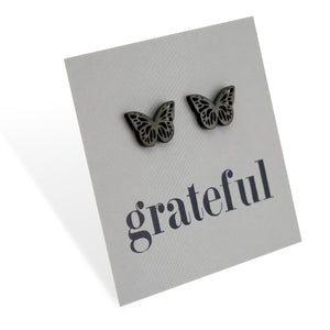 Stainless Steel Earring Studs - Grateful - BUTTERFLY BEAUTIES