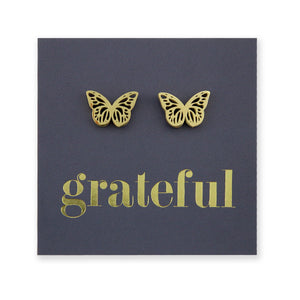 Stainless Steel Earring Studs - Grateful - BUTTERFLY BEAUTIES