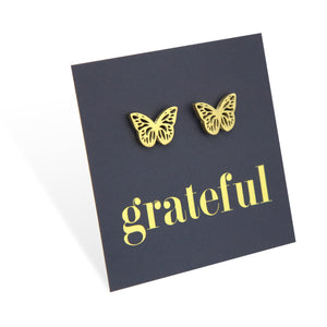 Stainless Steel Earring Studs - Grateful - BUTTERFLY BEAUTIES