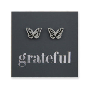 Stainless Steel Earring Studs - Grateful - BUTTERFLY BEAUTIES
