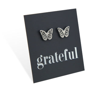 Stainless Steel Earring Studs - Grateful - BUTTERFLY BEAUTIES
