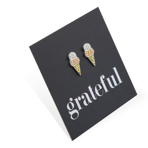 Ice Cream - Sterling Silver Studs - Grateful (8711-R)