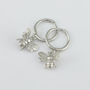 HUGGIES - Be Brave Beautiful - Sterling Silver Hoops with Bee Charm (8816-F)