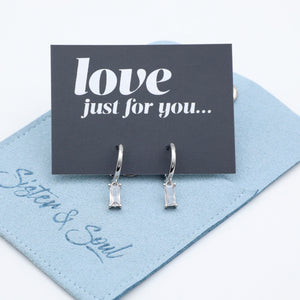 HUGGIES - Love Just For You - Baguette Drop - Clear CZ Stone