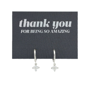 HUGGIES - Thank You For Being So Amazing - Sterling Silver Hoops with Cubic Zirconia Star Charm (2302-F)