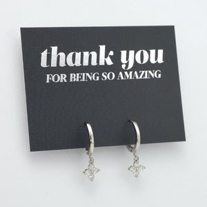 HUGGIES - Thank You For Being So Amazing - Sterling Silver Hoops with Cubic Zirconia Star Charm (2302-F)