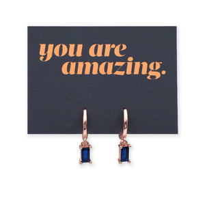 HUGGIES - You Are Amazing - Baguette Drop - Blue CZ Stone