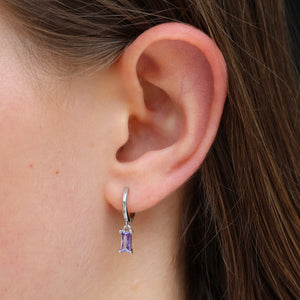 HUGGIES - So Loved - Baguette Drop - Purple CZ Stone