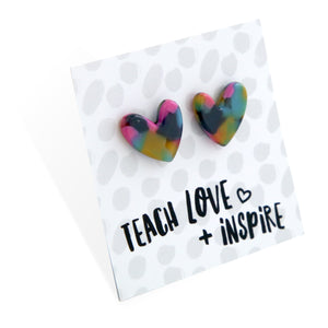 Teach Love Inspire - Resin Heart Studs - Jazz (11363)