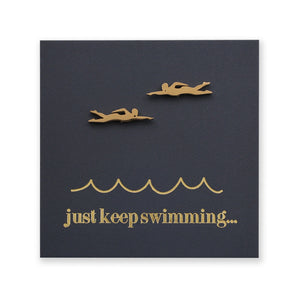 Stainless Steel Earring Studs - Just Keep Swimming - SWIMMERS