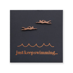 Stainless Steel Earring Studs - Just Keep Swimming - SWIMMERS