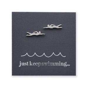 Stainless Steel Earring Studs - Just Keep Swimming - SWIMMERS