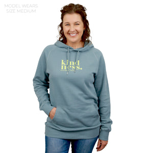 Premium Kindness HOODIE - Mineral with Lime Print