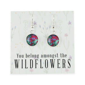 FLORAL WONDERS - You Belong Amongst The Wildflowers - Bright Silver Dangle Earrings - LILLIAN (11143)