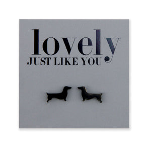 Stainless Steel Earring Studs - Lovely Just Like You - DACHSHUND
